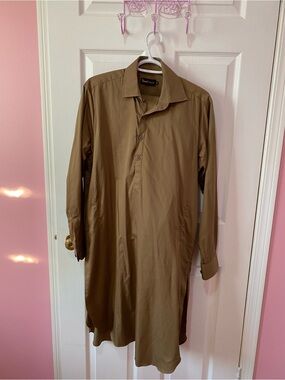 Mens 2pc Shalwar Kameez Pakistani Suit Formal Wear Khaki Green Size Small